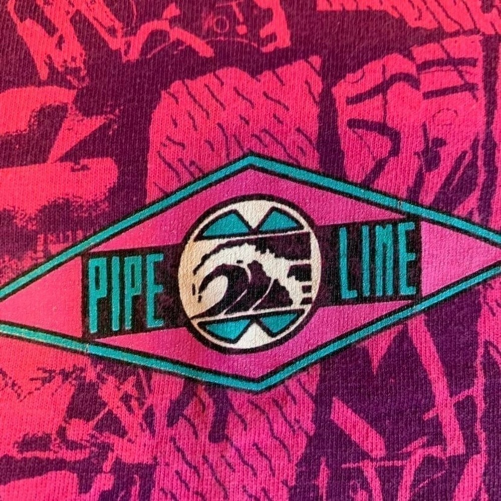 Vintage Pipeline Surf T Single Stitch Shirt Mens XXL Pink Purple Tee Shirt - Picture 5 of 7